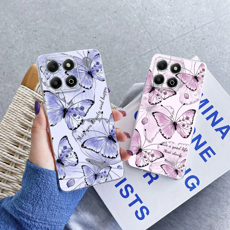Para ZTE Blade A55 A35 A54 A34 funda de teléfono de lujo para ZTE Blade A53 A53 Pro mariposa cubierta protectora de silicona suave transparente