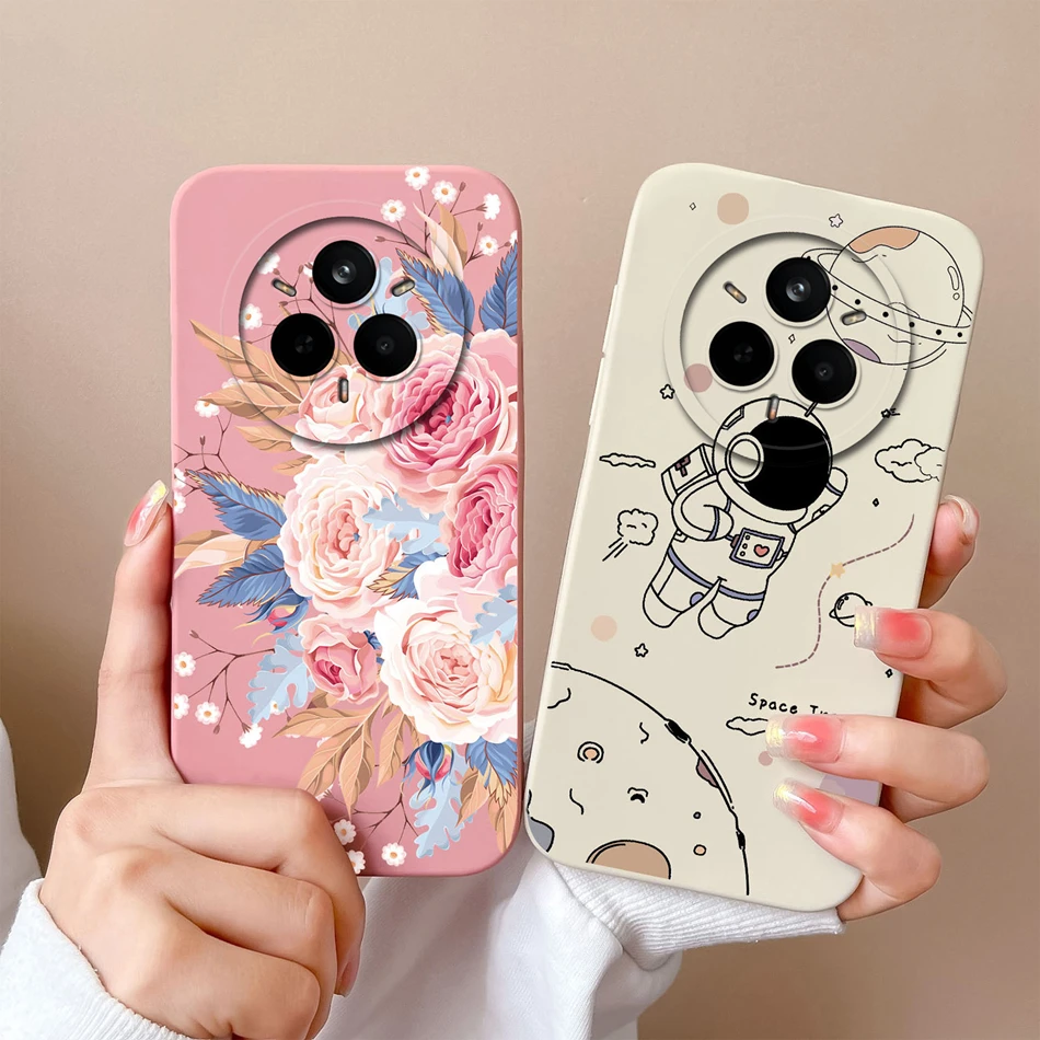 Funda de flores para Realme 14 Pro Plus, parachoques de silicona líquida suave, protección de lente mejorada, funda trasera de teléfono de alta calidad para niñas - imagen 3