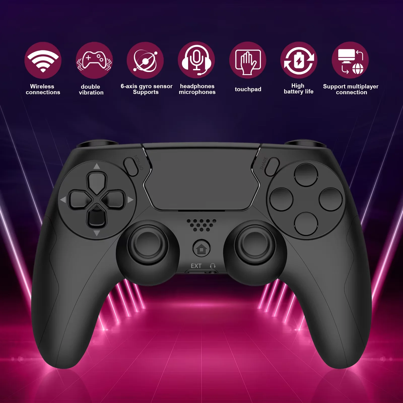 Gamepad inalámbrico GAMINJA P48 con controlador de juego giroscopio de seis ejes para consola PS4 PS3 gana 7 8 10 Joystick de PC de doble vibración - imagen 3