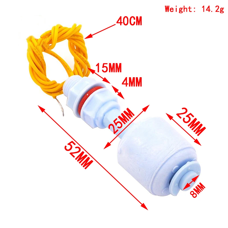 Interruptor de flotador horizontal del sensor de nivel de agua líquida PP de 52 mm hacia abajo - imagen 2