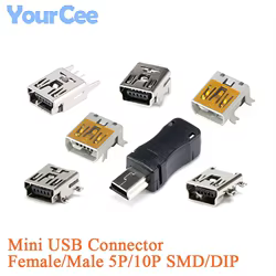 50 uds/10 Uds MINIUSB enchufe hembra macho SMD 5Pin Mini B enchufe conector para carga de teléfono móvil