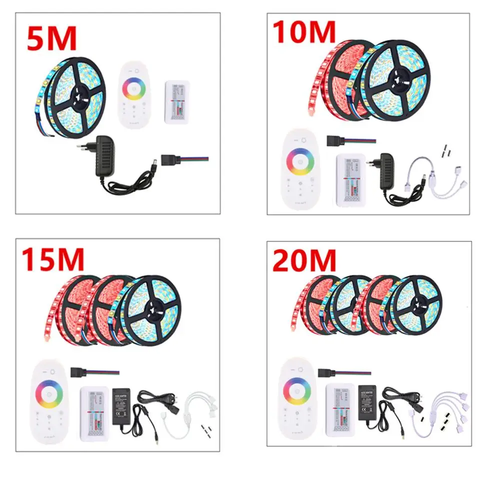 5-100M WiFi IR 2,4G Control remoto táctil + tira de luz LED RGB SMD 2835 5050 RGBW RGBWW 60leds cinta de tira LED DC 12V + alimentación LED - imagen 3