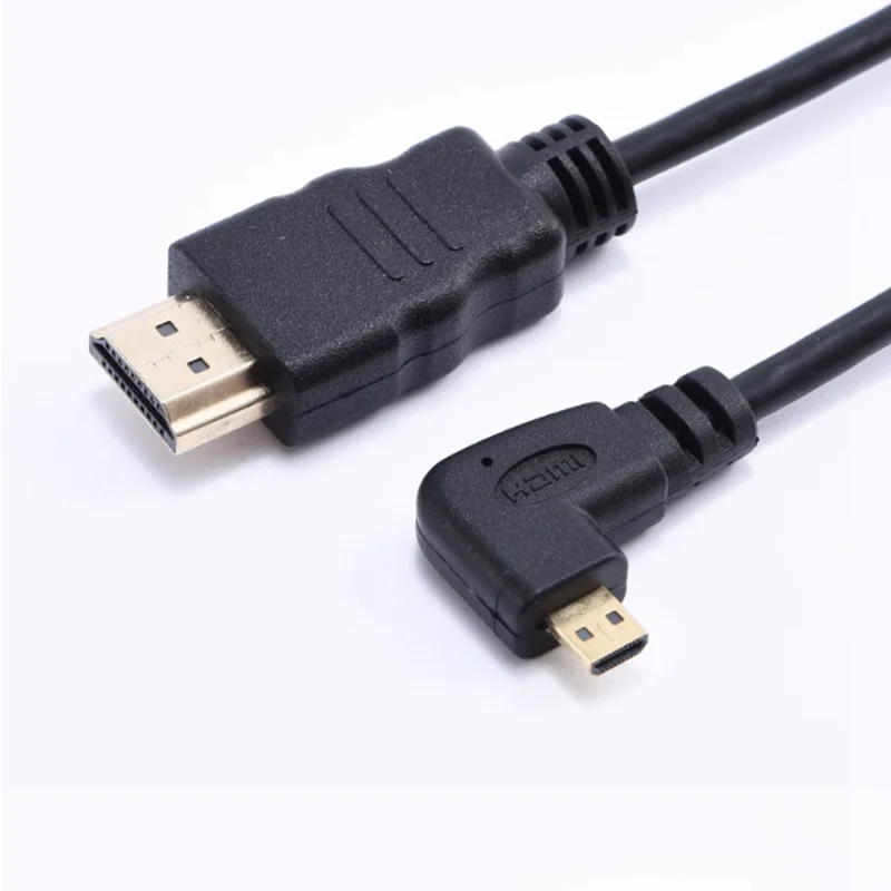 Cable de codo en ángulo izquierdo y derecho tipo A a Micro HDTV tipo D arriba y abajo 3D 4K 1080p Audio compatible con Micro HDMI para cámara de tableta - imagen 3