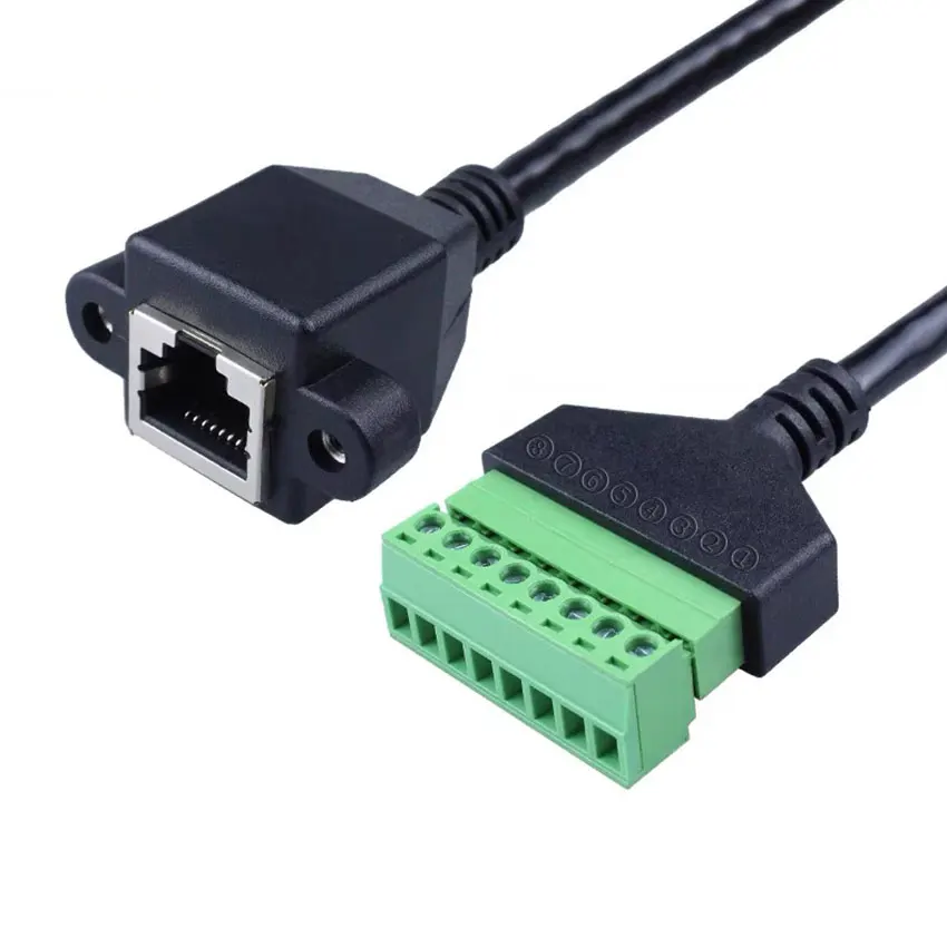 RJ45 Ethernet macho a 8 pines AV Terminal tornillo adaptador convertidor bloque enchufe Cable para cámara CCTV DVR - imagen 5