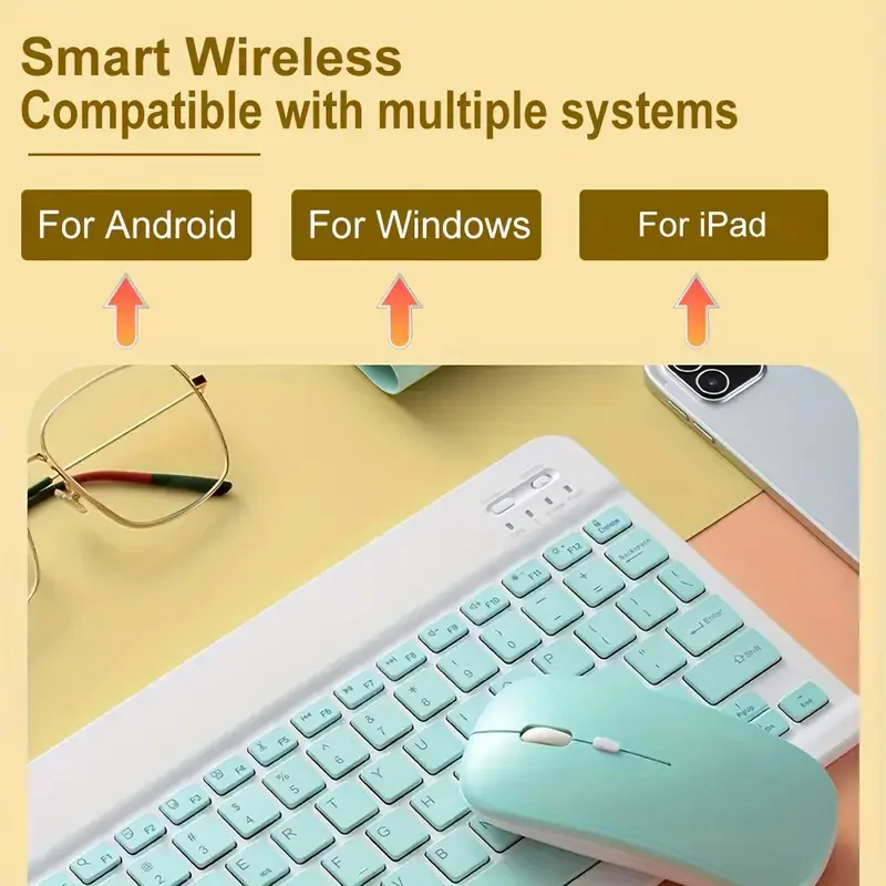 Teclado inglés compatible con Bluetooth de 10 pulgadas para iPad Air Pro, teclado inalámbrico recargable para teléfono, tableta, portátil, Universal - imagen 5