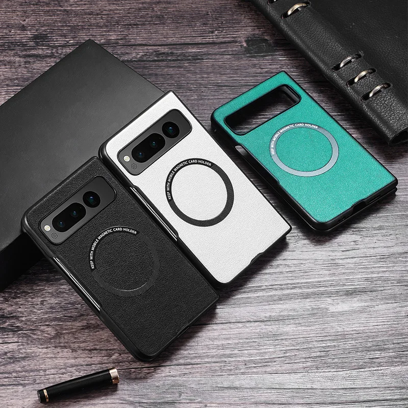 Funda plegable magnética de cuero PU para cámara de carga inalámbrica, funda protectora para Google Pixel 9 Pro, Magsafe, 2 Fold2 - imagen 4