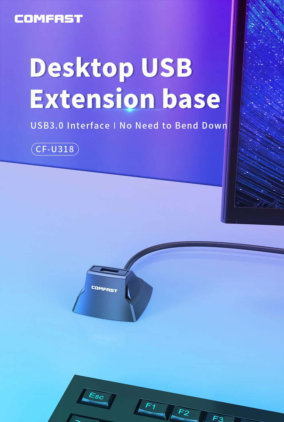 Comfast-Cable de extensión CF-U318 USB 3,0, base de alta velocidad de 1,2 M, repetidor de refuerzo, extensor para adaptador wifi usb - imagen 3