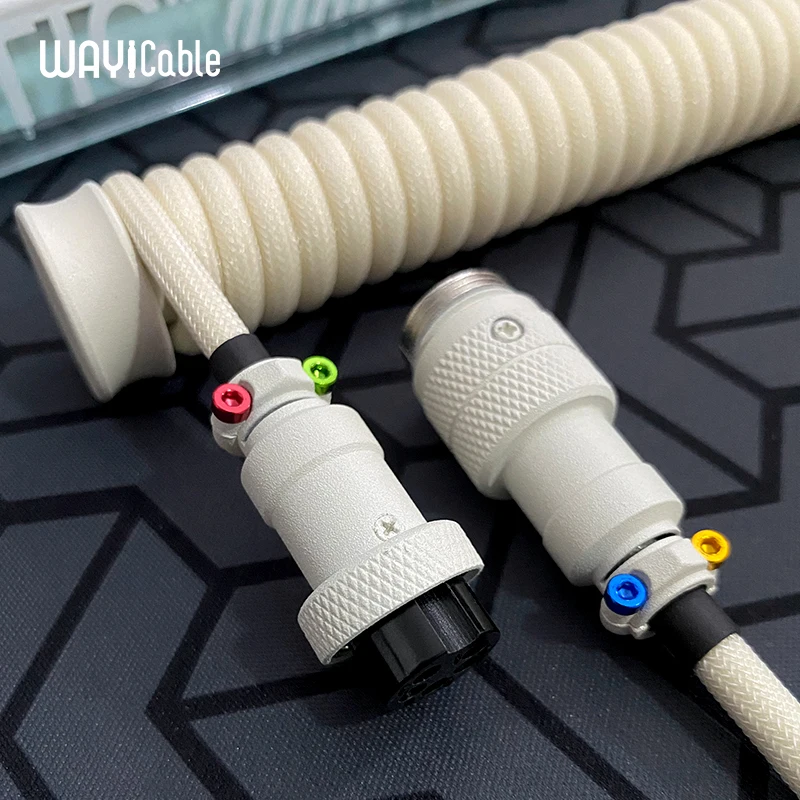 WAYi teclado personalizado Cable enchufable de aviación Cable de datos Color de luz Retro Color a juego tornillo interfaz tipo C Cable de teclado - imagen 5