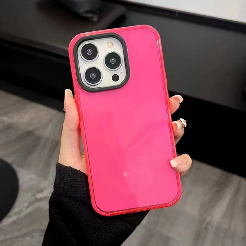 Funda de teléfono de Color fluorescente neón para iPhone 17 16 15 14 Pro Max Air 16e 11 12 13 Mini marco cubierta protectora de silicona - imagen 3