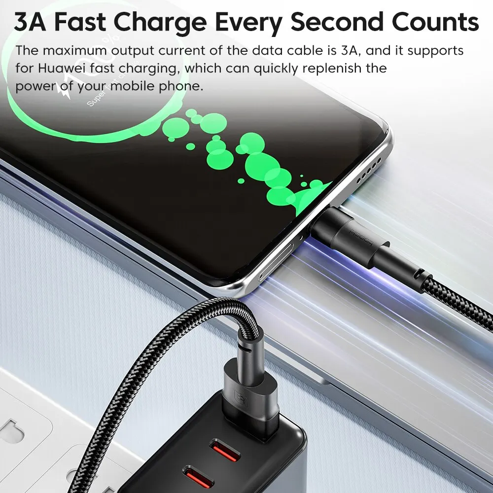 Toocki Cable USB-C Carga Rápida 3A Realme Xiaomi Samsung - imagen 3