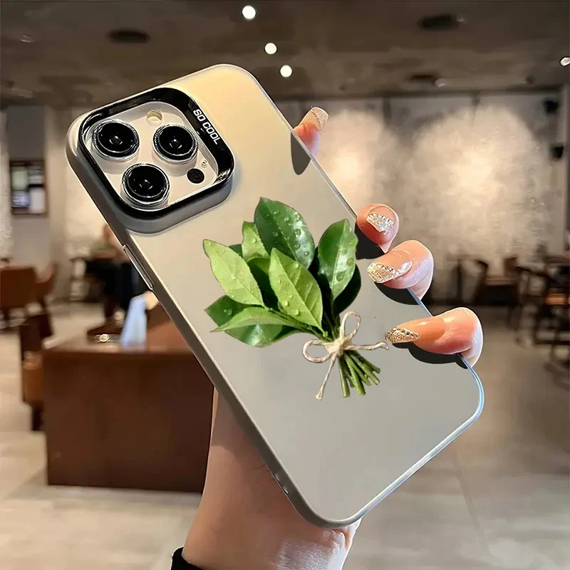 Funda de teléfono plateada con patrón de hojas de Pomelo para Xiaomi Redmi Note 14 13 12 11 10 Pro Plus 12S 11S Redmi 15C 14C - imagen 3