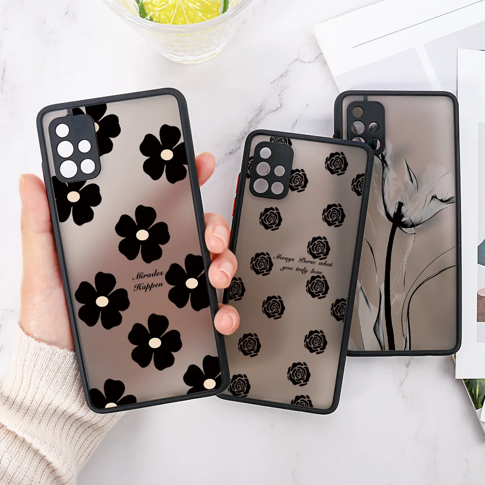 Funda dura de flores mate para Samsung, A55, 5G, A35, 5G, A54, A53, A52, A34, A33, A14, A13, A05, A12, A22, A23, A32, A51, A72, A73, M31 - imagen 2