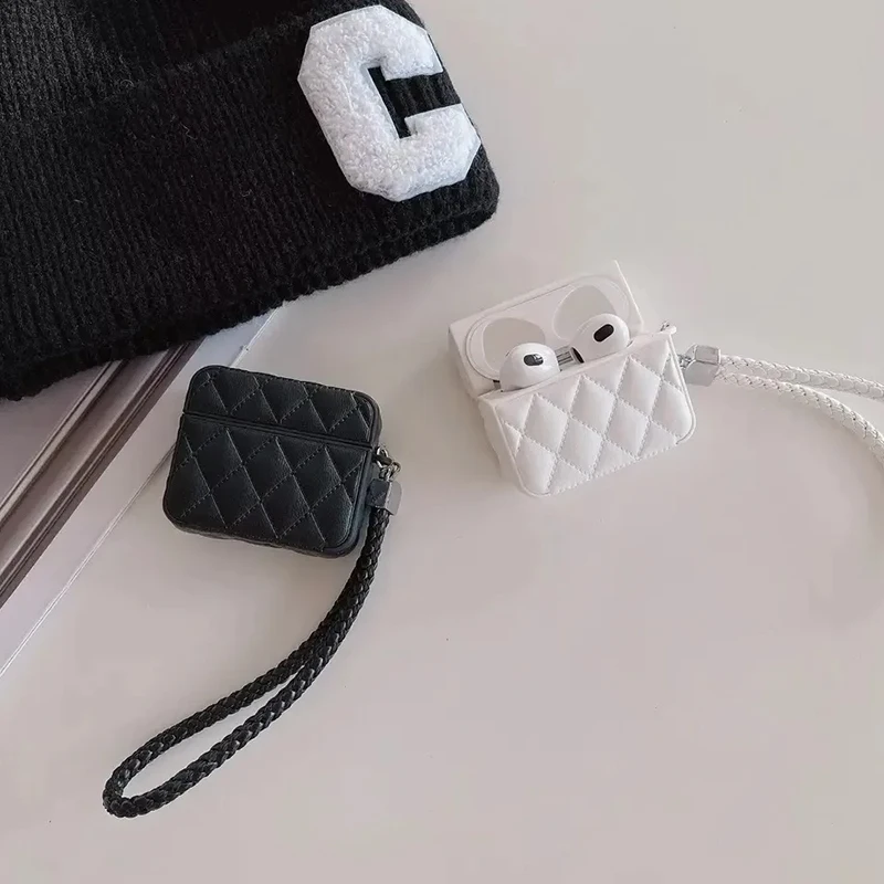 Funda para auriculares de PU de cuero de alta gama a la moda para AirPods 4 para AirPods Pro 2. ° fundas para AirPods 3 2 1 bolsa para auriculares antipérdida - imagen 2