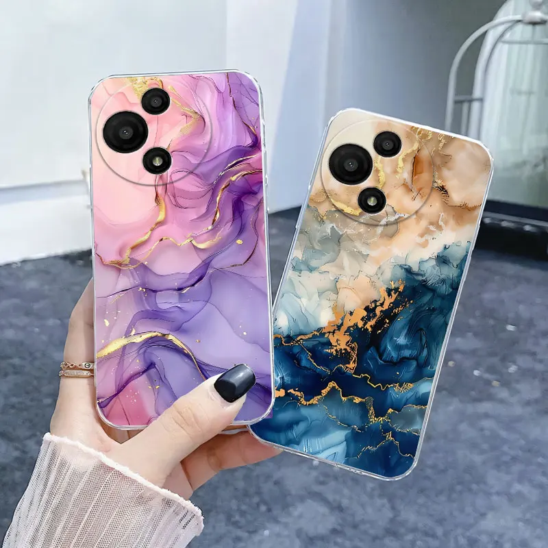 Para TCL 60R 5G T519H 2025 Funda de teléfono de mármol con flores para TCL 60 SE 605 T517H Funda protectora de silicona suave transparente - imagen 2