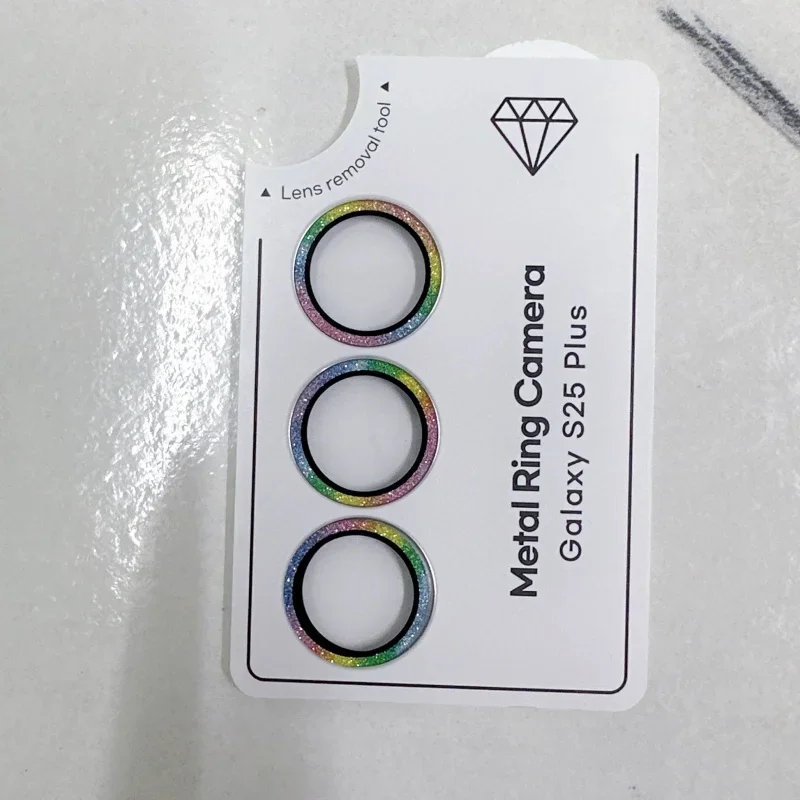 Anillo de cámara de diamante para Samsung Galaxy S25 Ultra S25 Plus Samsung S25, Protector de lente de cámara de vidrio templado, cubierta de anillo de aleación - imagen 4