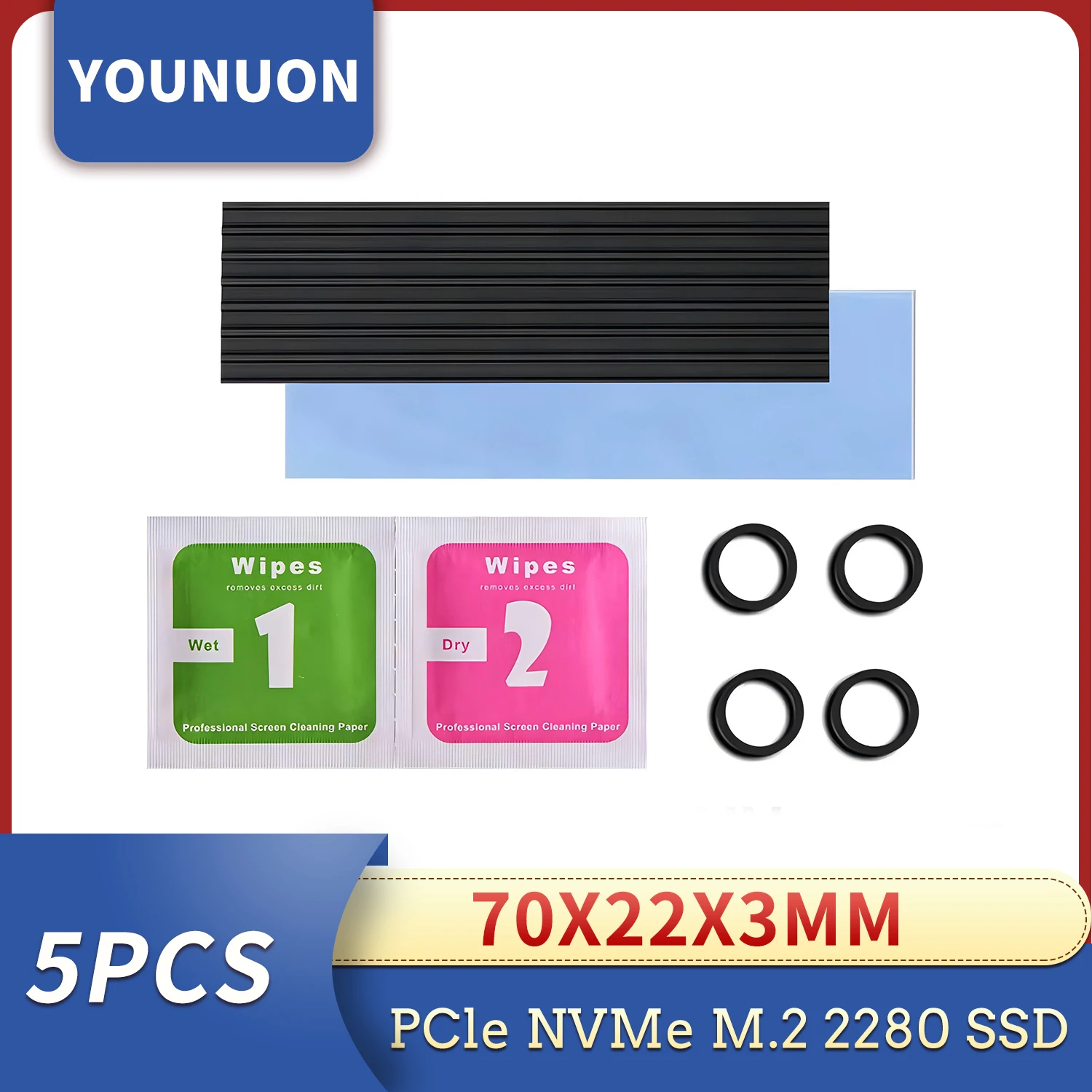 Disipador Aluminio YOUNUON para SSD M.2 NVMe 2280