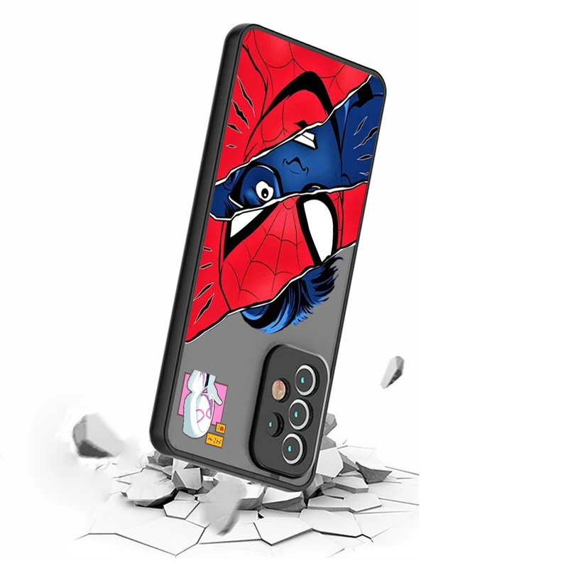 Marvel Hero Spider Man translúcido esmerilado para Samsung Galaxy S24 S23 S22 S21 S20 FE S10 S9 S8 Plus Ultra Pro 5G Back - imagen 4