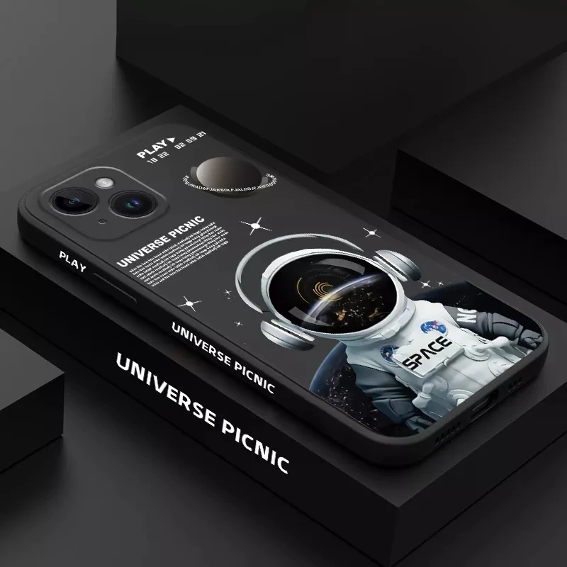 Funda para iPhone 14 Pro Max, funda para iPhone 11, fundas de astronauta espacial de dibujos animados para iPhone 13 12 XS Max X 7 8 Plus, funda suave - imagen 2