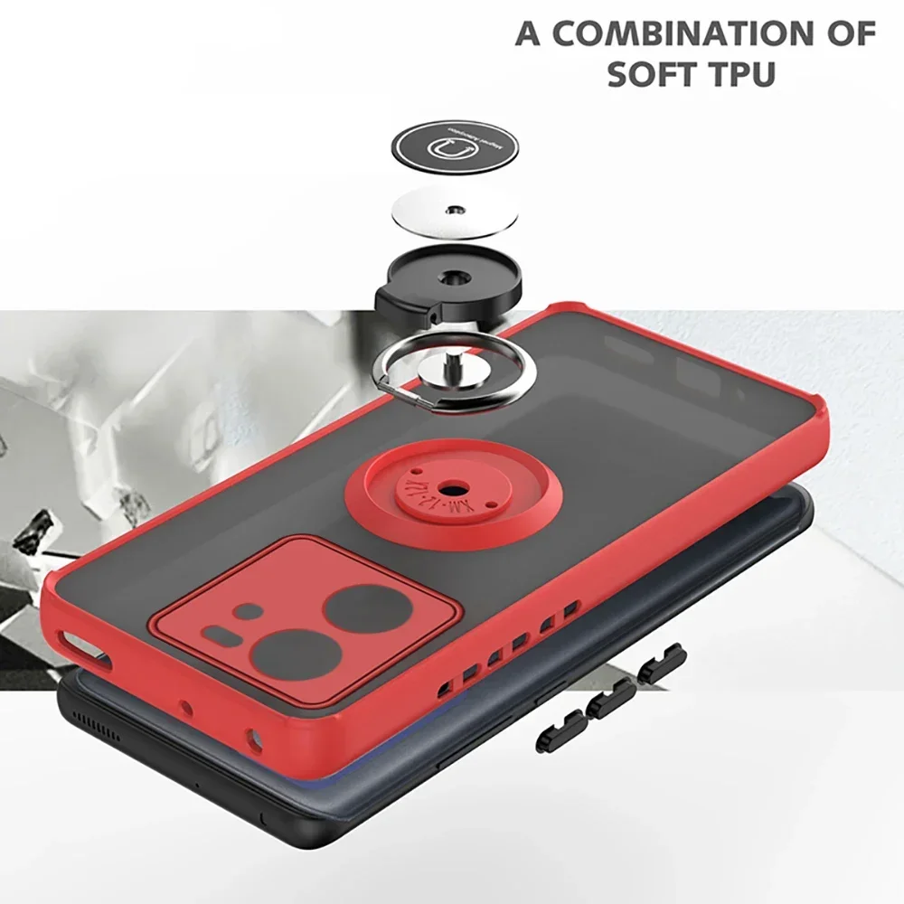 Armadura mate Funda para Xiaomi 13T Pro cubierta anillo soporte magnético soporte Coque Funda - imagen 2