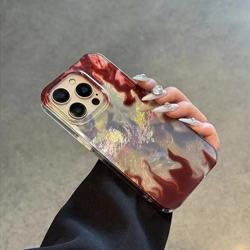 Funda de teléfono transparente con llamas degradadas para iPhone 16 15 14 Pro Max 13 12 11 XS X XR 7 8 Plus SE 2022, cubierta de protección a prueba de golpes - imagen 3