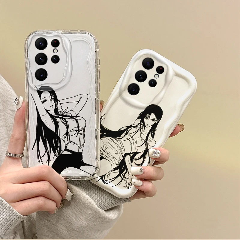 Funda suave de teléfono de dibujos animados para Samsung Galaxy, carcasa trasera a prueba de golpes, chica Sexy, S25, S24, S23, S22, Ultra Plus, S21, FE, A73, A72, A55, A54, nueva