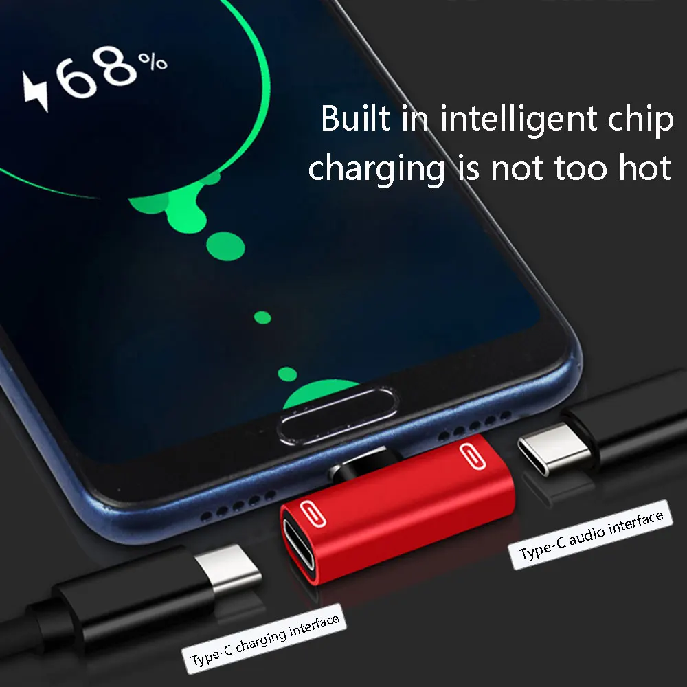 1 unidad 3 en 1 adaptador doble tipo c cable de carga tipo c cargador convertidor de auriculares para teléfonos inteligentes auriculares adaptador multifunción - imagen 3