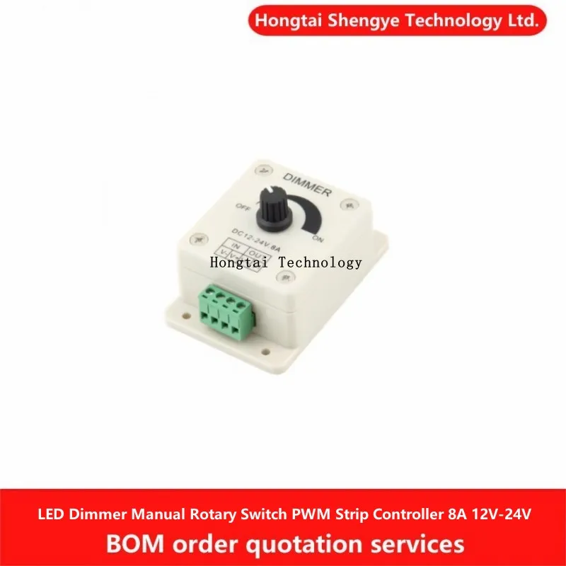 Regulador de intensidad LED, potenciómetro de ajuste Manual, interruptor de perilla, controlador de luz monocromático PWM, 8A, 12V-24V