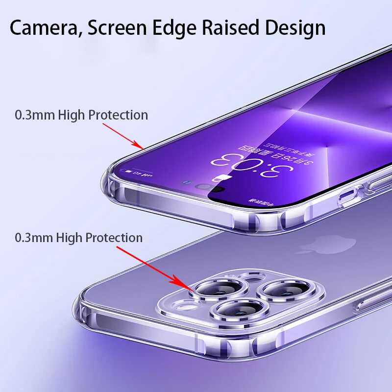 Funda de teléfono transparente para iPhone 14, 11, 12, 13, 15 Pro Max, silicona suave para iPhone XS Max XR X 8, 7, 6 Plus, funda trasera transparente - imagen 3