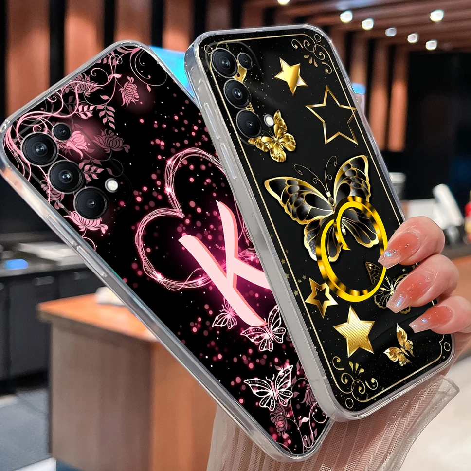 Funda de teléfono para Oppo Reno5 Pro Plus 5 Lite, funda ligera de silicona transparente de TPU suave con letras de corazón de amor para Oppo Reno 5Pro +