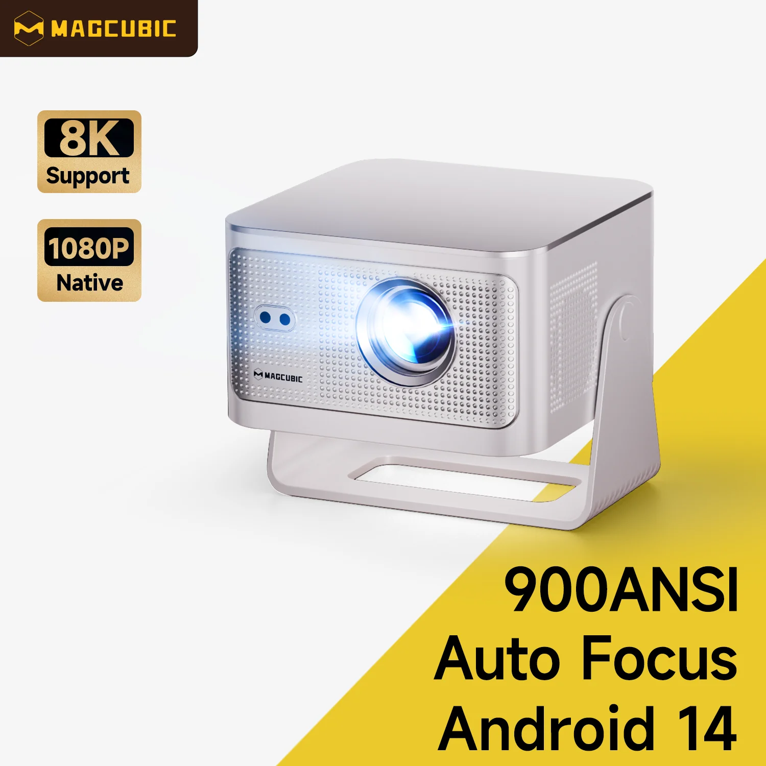 Magcubic Auto Focus Android14 4K proyector 900ANSI 8K nativo 1080P HY350Max con Wifi6 BT5.4 16G Allwinner H726 portátil al aire libre