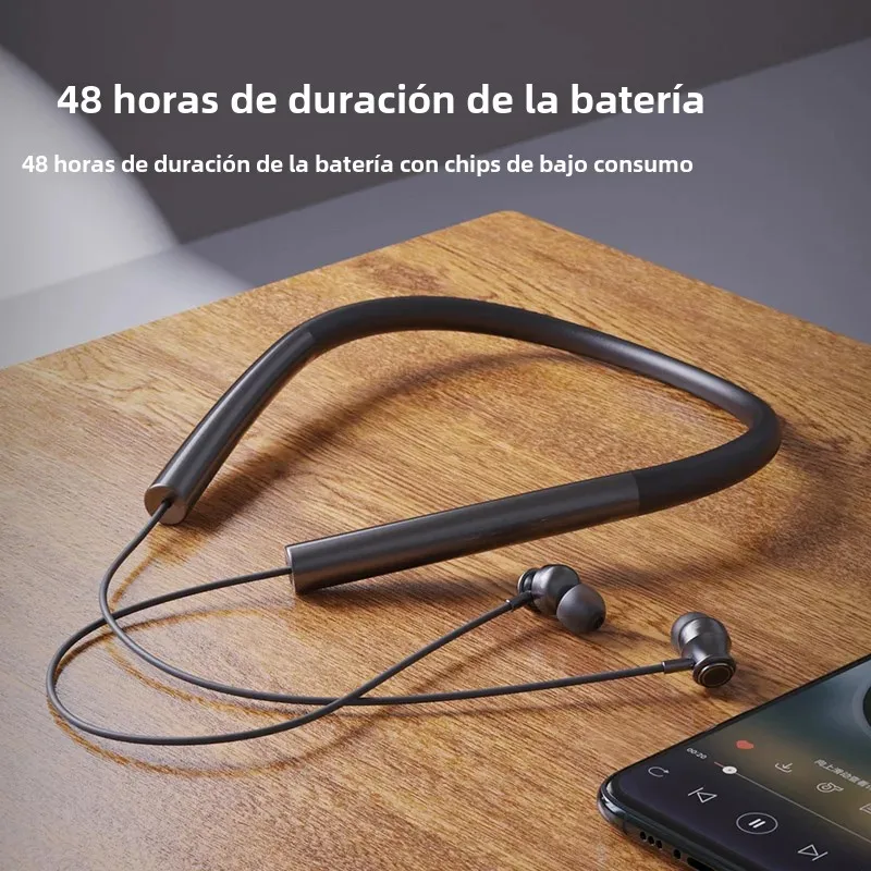 Auriculares inalámbricos con banda para el cuello, cascos Bluetooth con micrófono, tiempo de uso prolongado para deportes, cancelación de ruido magnética - imagen 3