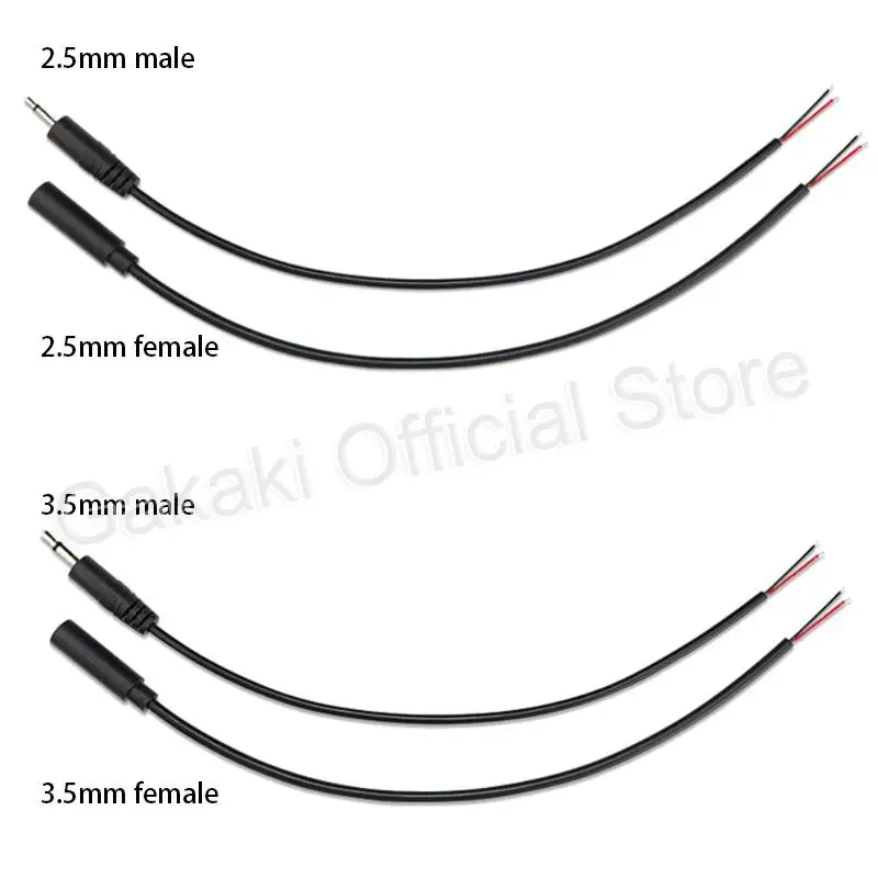 Cable de extensión de 25CM y 2 pines, Conector Mono de 2,5mm y 3,5mm, enchufe macho y hembra, cargador de Cable de reparación de Audio DIY, 5 uds. - imagen 4