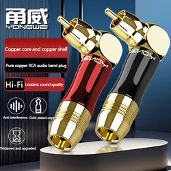 YONGWEI conector RCA macho chapado en oro cobre puro 90°
