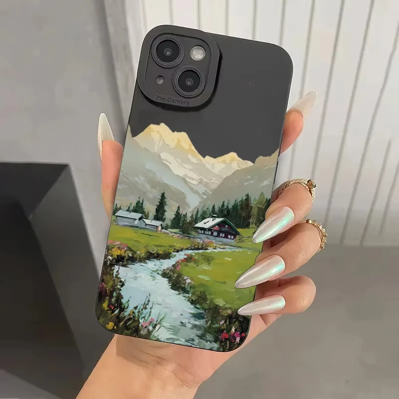 Funda de teléfono con pintura de paisaje Rural para Samsung Galaxy S25 Ultra S24 S23 S22 S21 Plus S20 FE A55 A54 A35 A15 funda suave de silicona