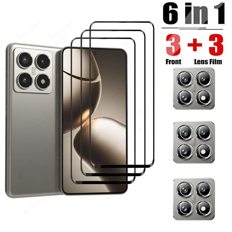 Película de lente de vidrio templado 6 en 1 para Xiaomi 14T 13T 12T 11T Pro Protector de pantalla de cristal de cámara para Xiaomi 11 Lite 14 13 lente de cristal