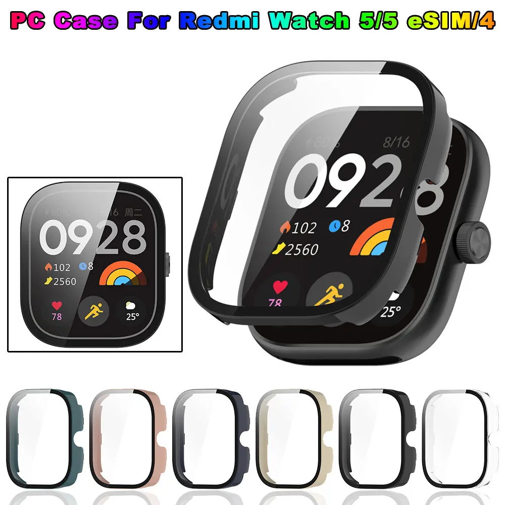 Funda de PC para Xiaomi Redmi Watch 5 4, película de vidrio templado antiarañazos, cubierta protectora de parachoques para Redmi Watch5 eSIM, película de vidrio - imagen 4
