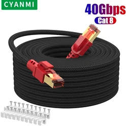 CYANMI CAT 8 Cat 7 Cable Ethernet 40Gbps Cable RJ45 CAT8 Cat7 de alta velocidad para enrutador módem Internet red Lan para ordenadores portátiles PS4