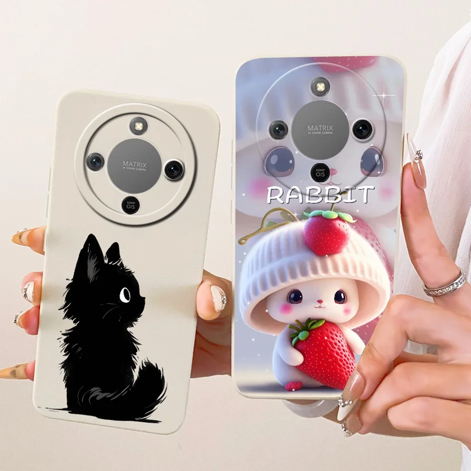 Para Honor X9D funda 2025 nuevo estilo lindo gato dibujos animados suave silicona líquida cubierta a prueba de golpes para Honor Magic 8 Lite X70 X 9D carcasa - imagen 3