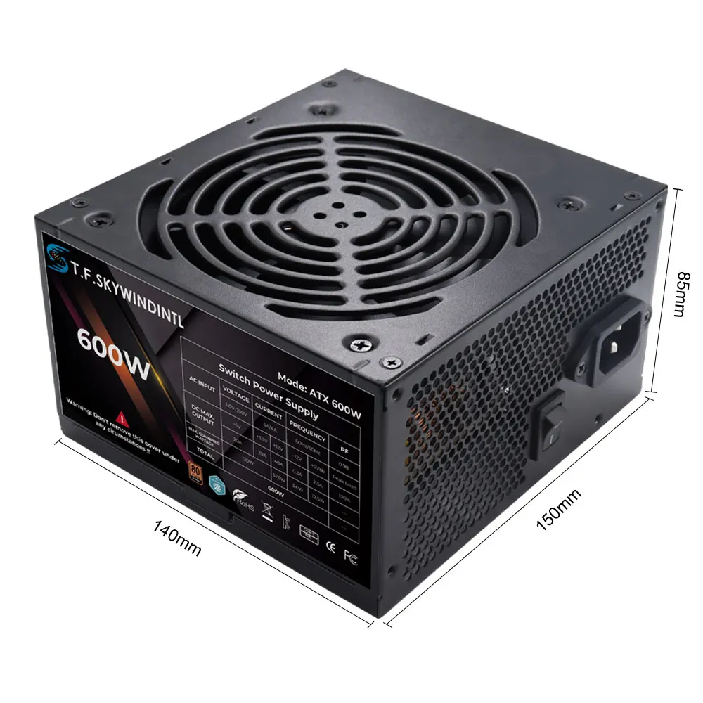 T.F.SKYWINDINTL 600W ATX PC fuente de alimentación para juegos 600w 80 PLUS psu activo PFC ATX fuente de alimentación de computadora - imagen 5