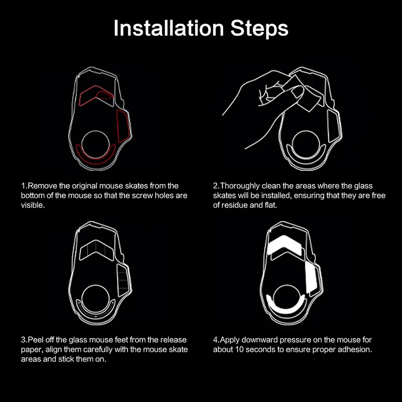 Pies de ratón de cristal para Logitech G502 X PLUS / G502 XLIGHTSPEED, versión inalámbrica, ratón redondo de borde curvo, patines de cristal - imagen 4