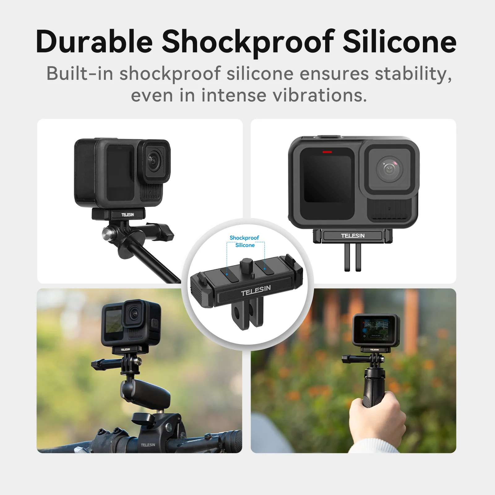 TELESIN-Adaptador magnético de dos garras de aleación de aluminio, liberación rápida, accesorios de Cámara de Acción para Gopro Hero 13, adaptador de doble bloqueo - imagen 5