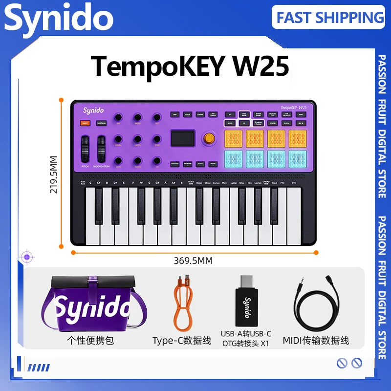 20025 nuevo Synido Tempokey W25 teclado MIDI banda arreglador de acompañamiento controlador MIDI portátil kits de estudio fotográfico Accesorios