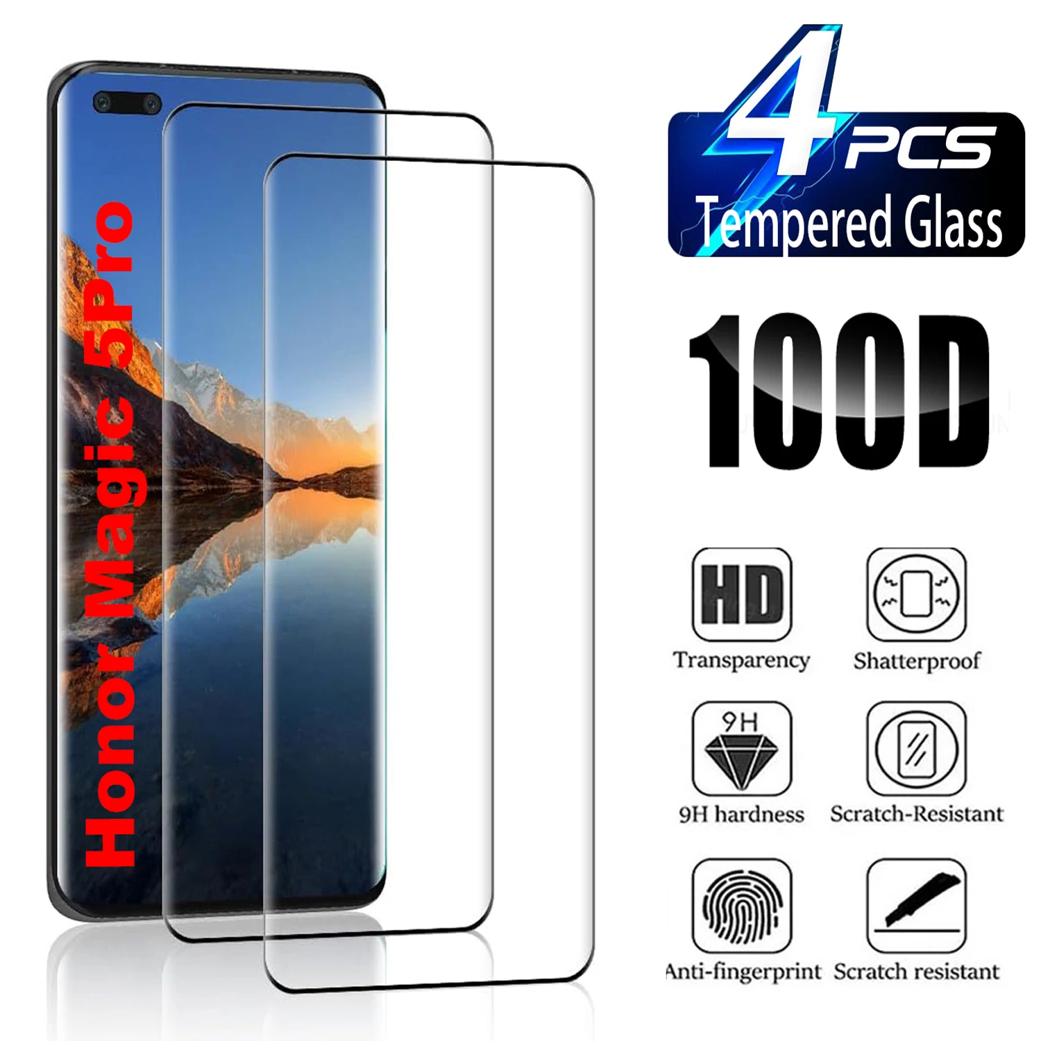 2/4 Uds vidrio templado para Huawei Honor Magic 5 Pro/Magic 6 Pro/Magic 7 Pro 5G Protector de pantalla curvo 3D - imagen 2