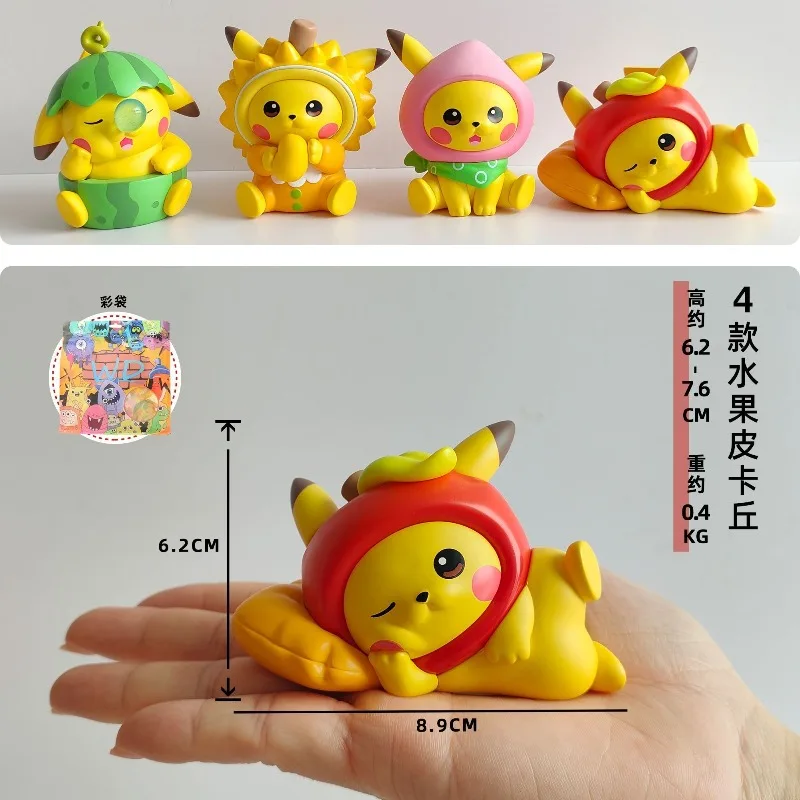Figura de Pokémon de alta calidad, juguetes de Anime, fruta bonita, Pikachu, caja ciega, estatuilla Durian Pikachu, adorno de escritorio, regalo de vacaciones - imagen 2