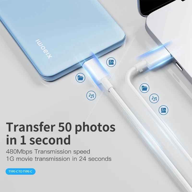 Cable Original xiao mi PD 10A100W USB C a USB tipo C Cable de datos de carga rápida para Huawei Samsung Xiaomi Macbook iPad línea de datos - imagen 4