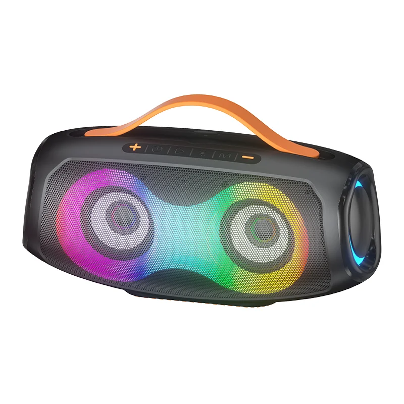 EBS-611 Altavoz potente Bluetooth 5,3 de 40W, Boombox de música estéreo inalámbrico portátil resistente al agua con luz RGB dinámica