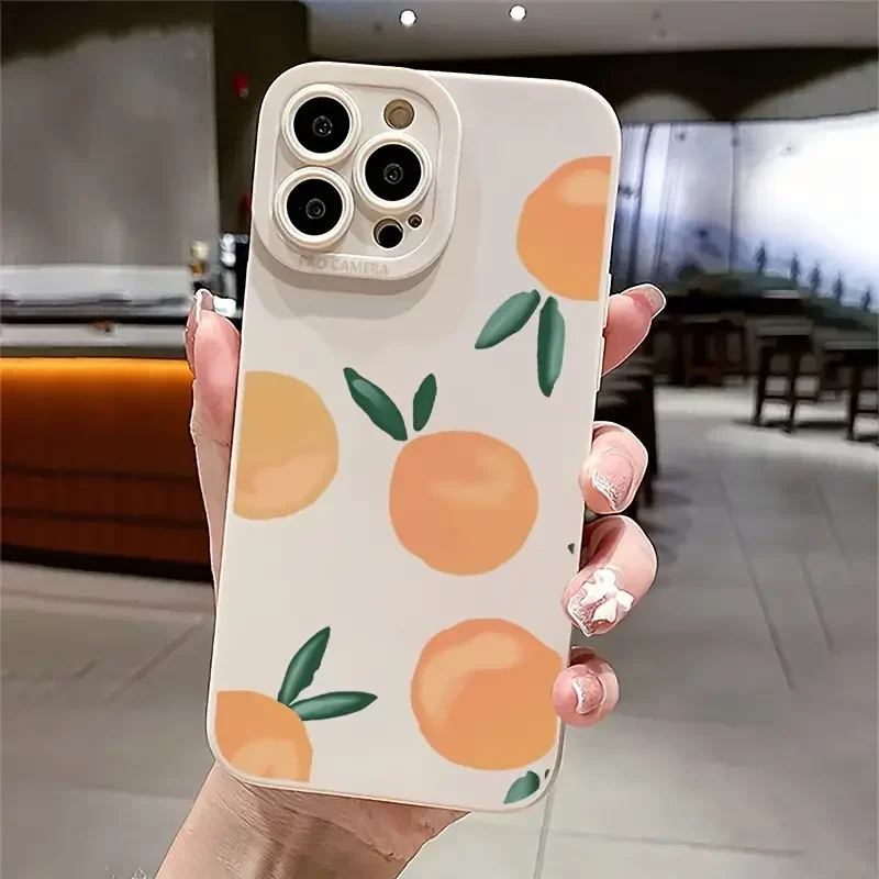 Funda gráfica de fruta naranja vibratoria para iPhone 11, 12, 13, 14, 15 Pro Max XS XR X 7 8 Plus SE 2020, funda de silicona Tpu suave a prueba de golpes