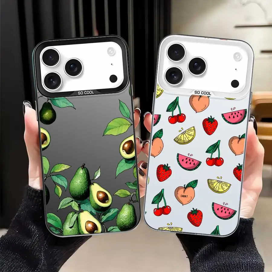 Funda de fruta de aguacate para iPhone XS 14 17Air 12 11 16 17 Pro Max XR 16e 13 15 Plus cubierta trasera del teléfono