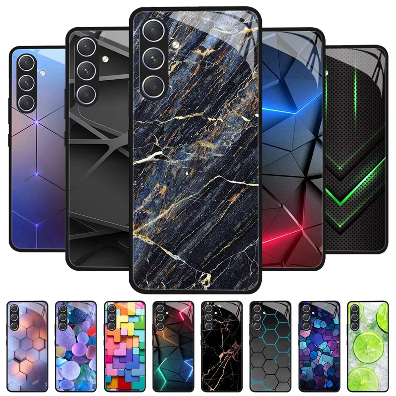 Para Samsung A35 A55 A15 A25 5G funda de vidrio templado duro a prueba de golpes Coque parachoques para Samsung Galaxy A55 funda protectora