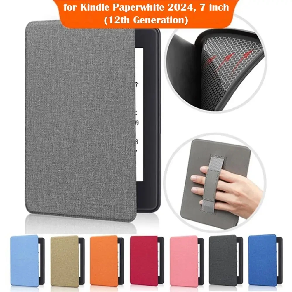 Funda eReader para Kindle Paperwhite 2024 (12a generación), funda Colorsoft de 7 pulgadas, carcasa protectora de TPU con encendido/apagado automático y soporte de mano
